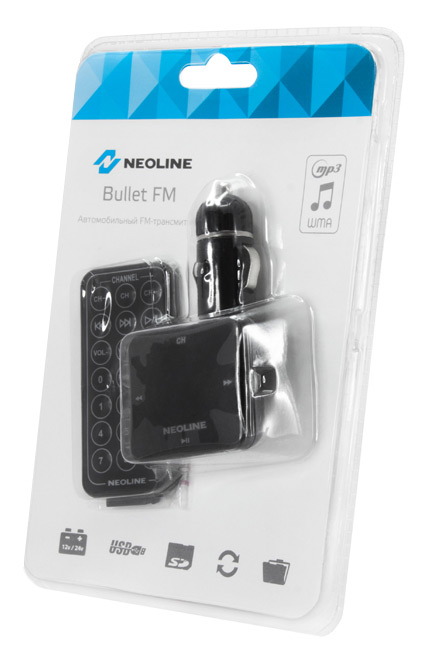 Автомобильный FM-модулятор Neoline Bullet FM черный SD USB PDU в интернет магазине soman
