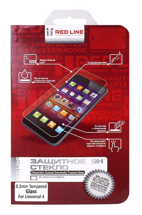 Защитное стекло для экрана Redline 4.0" для смартфонов 4" 1шт. (УТ000006687) в интернет магазине soman
