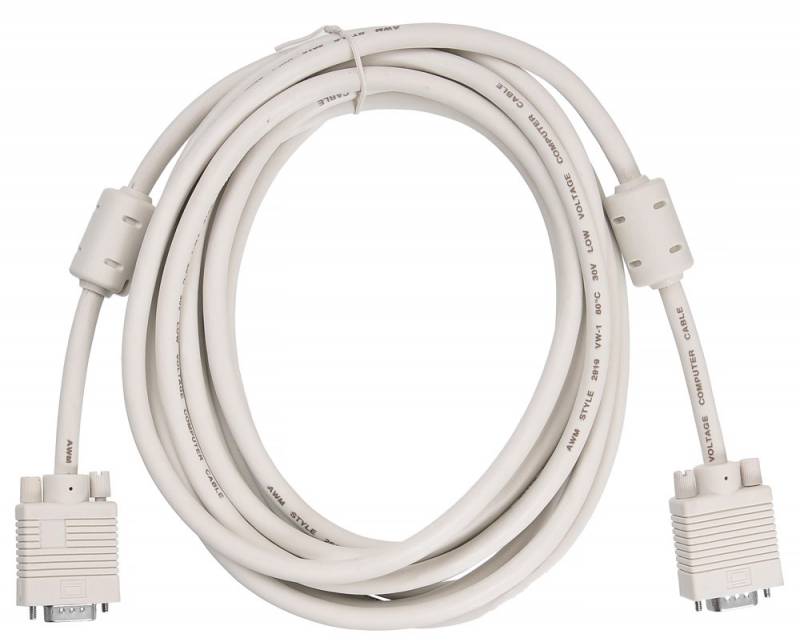 Кабель Buro VGA-15M/Mpro-5M соед. SVGA 15m/m для LCD мониторов 2 фильтра 5м в интернет магазине soman