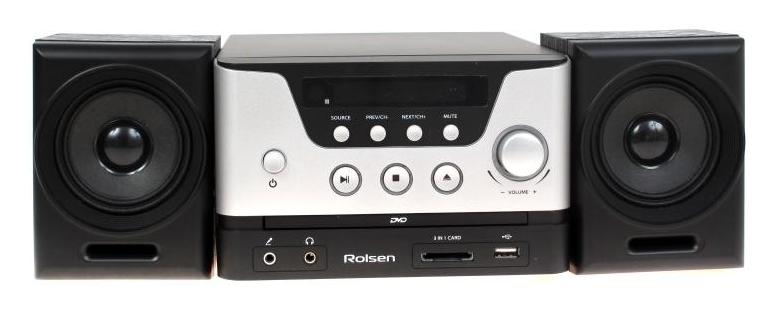 Микросистема Rolsen RMD-100 черный/серебристый 12Вт/CD/CDRW/DVD/DVDRW/FM/USB/SD/MMC/MS в интернет магазине soman