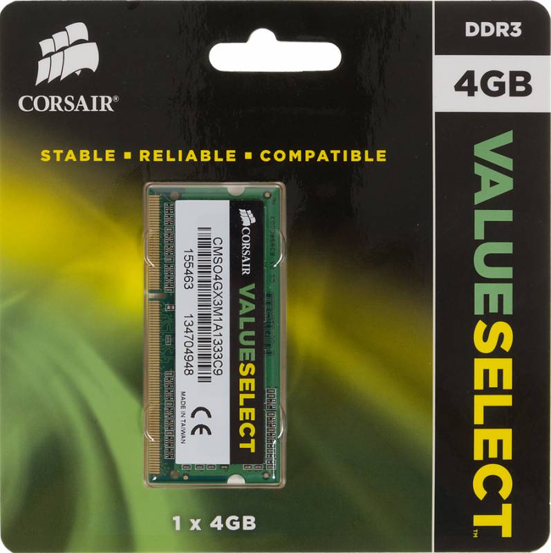 Память DDR3 4Gb 1333MHz Corsair CMSO4GX3M1A1333C9 RTL PC3-10600 CL9 SO-DIMM 204-pin 1.5В в интернет магазине soman