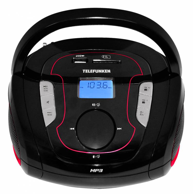 Аудиомагнитола Telefunken TF-SRP3471B черный/красный 2Вт/MP3/FM(dig)/USB/BT/SD в интернет магазине soman