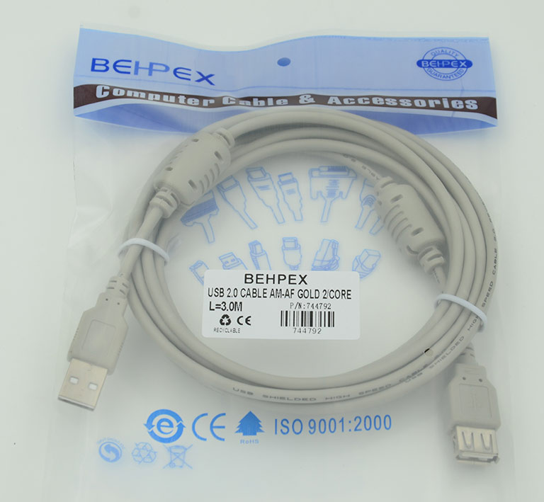 Кабель-удлинитель USB2.0 USB A (m)/USB A (f) 3м феррит.кольца в интернет магазине soman