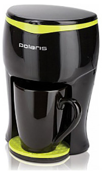 Кофеварка капельная Polaris PCM0109 350Вт черный/салатовый в интернет магазине soman